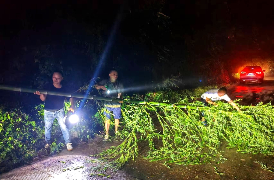 西安镇：连夜处置路障 筑牢汛期安全防线
